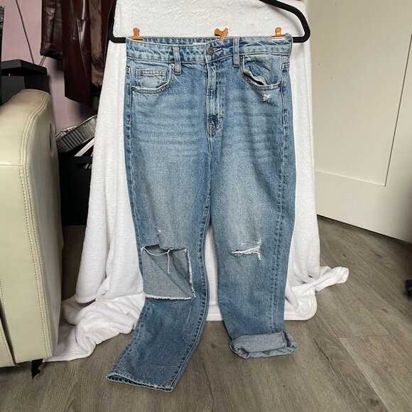 High - Waisted Ripped Boot Cut Jeans - Picture 1 of 4